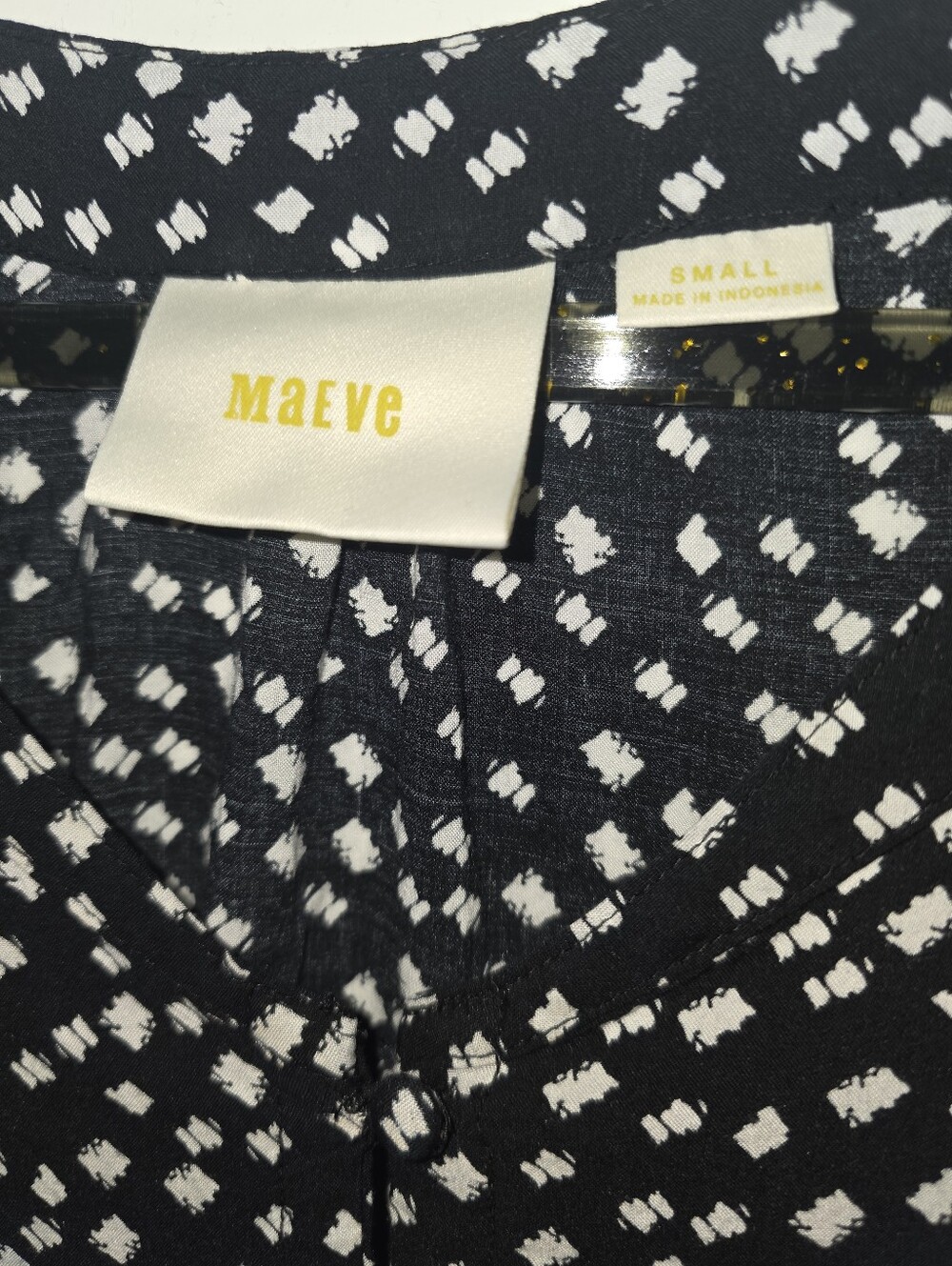 Maeve By Anthropologie Black And White Polka Dot Button Front Swing Blouse Small - Picture 2 of 7